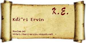 Kéri Ervin névjegykártya