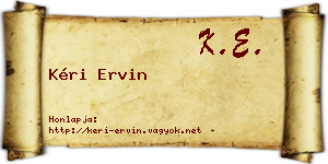Kéri Ervin névjegykártya