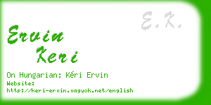 ervin keri business card